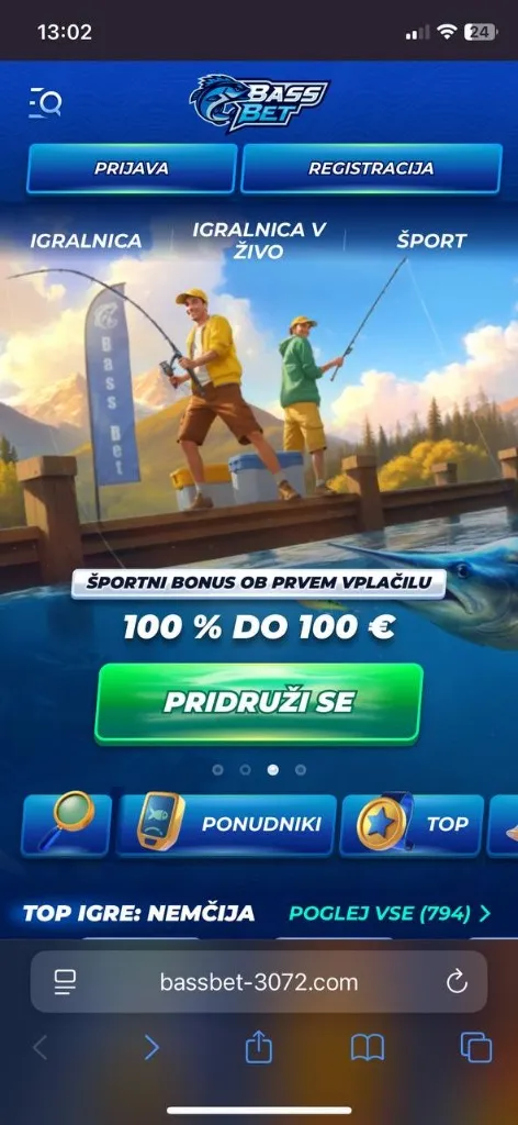 BassBet mobilni — igralni avtomati