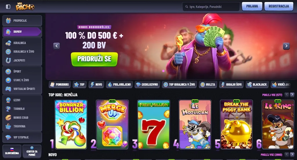 MrPacho namizni vmesnik z igralnico