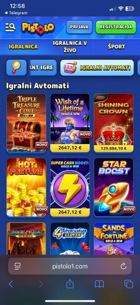 Pistolo mobilni — priljubljeni sloti
